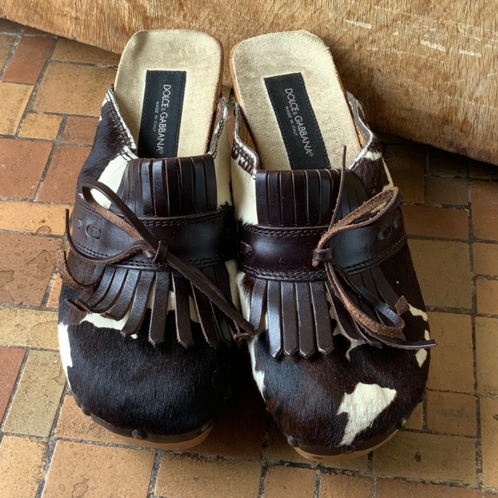 Dolce & Gabbana Mules 39 Cow Print
